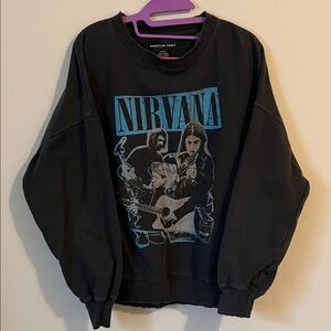 American Eagle Outfitters Black Nirvana Crewneck Sweater